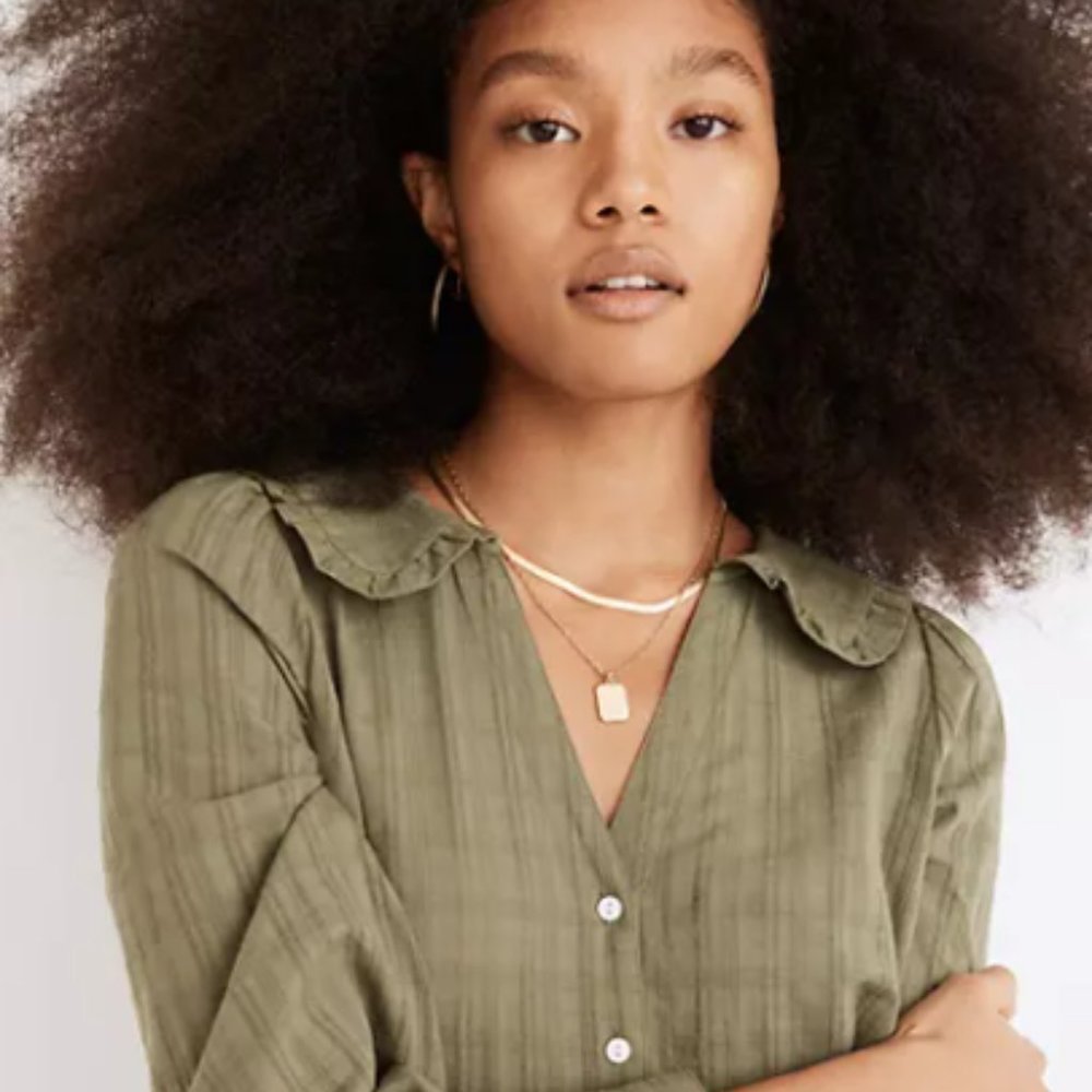 Madewell Ruffle-Collar Button-Up Shirt in Syril Plaid